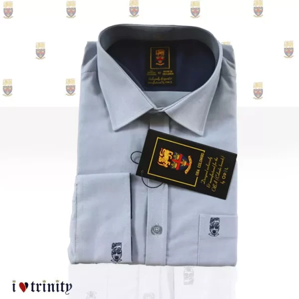 Men's long sleeve shirt with TCK crest embroidery-light blue_ILT_ILoveTrinity