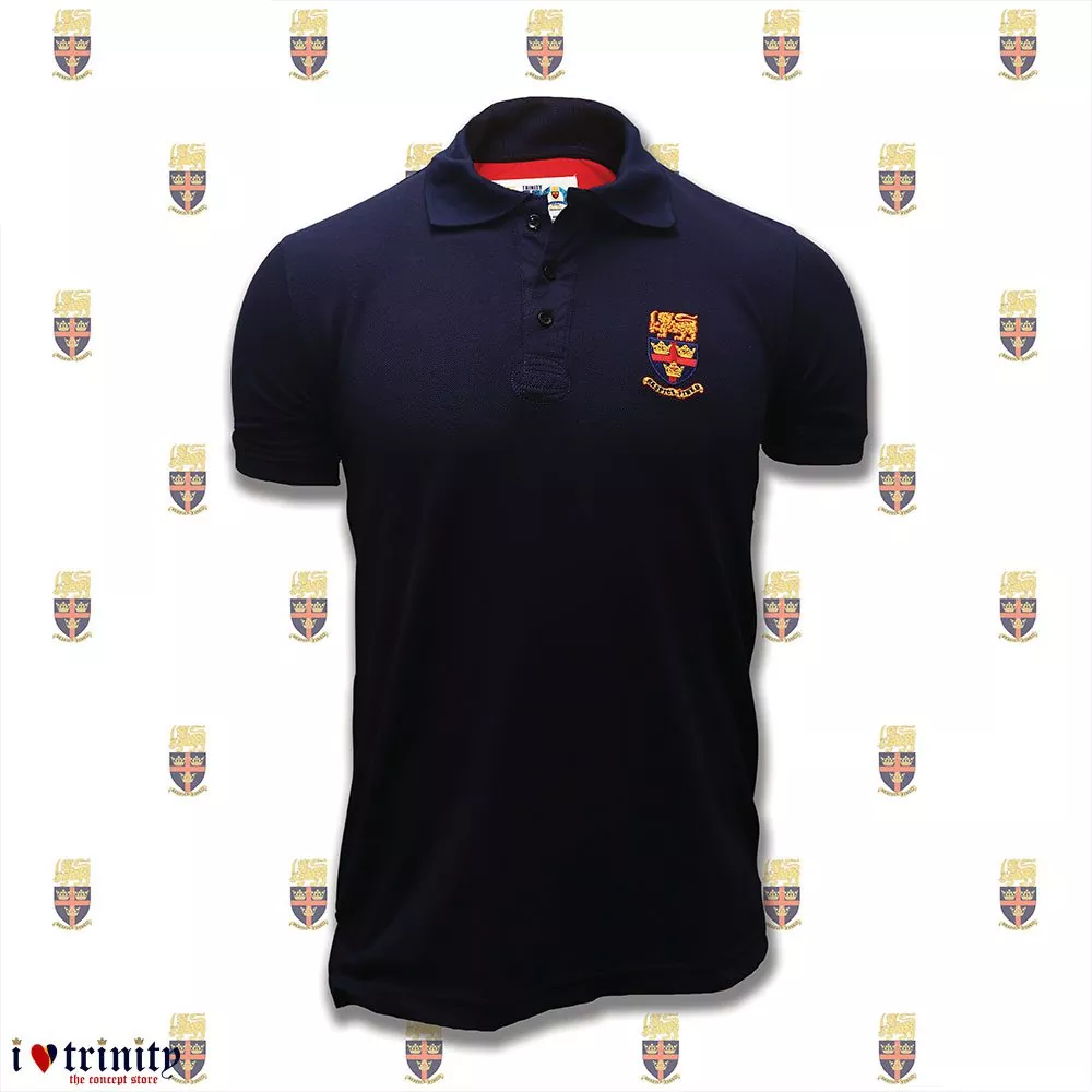 Men's polo T shirt TCK Full crest -Navy_ILT_ILoveTrinity